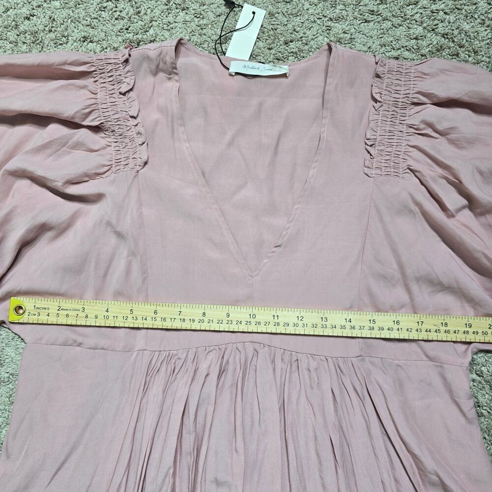 NWT Mustard Seed Pink Maxi Dress M Boho Prairie Cottagecore Puff Sleeve Romantic - Picture 4 of 8